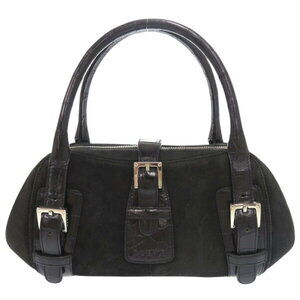 Loewe Senda Crocodile Suede Black Handbag
